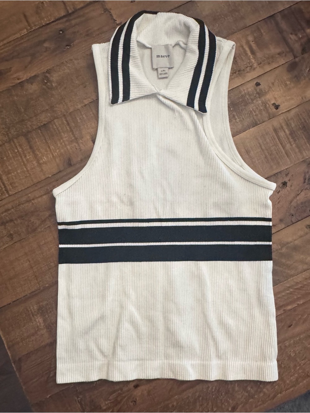 ANTHRO | Maeve Ribbed Polo Tank
